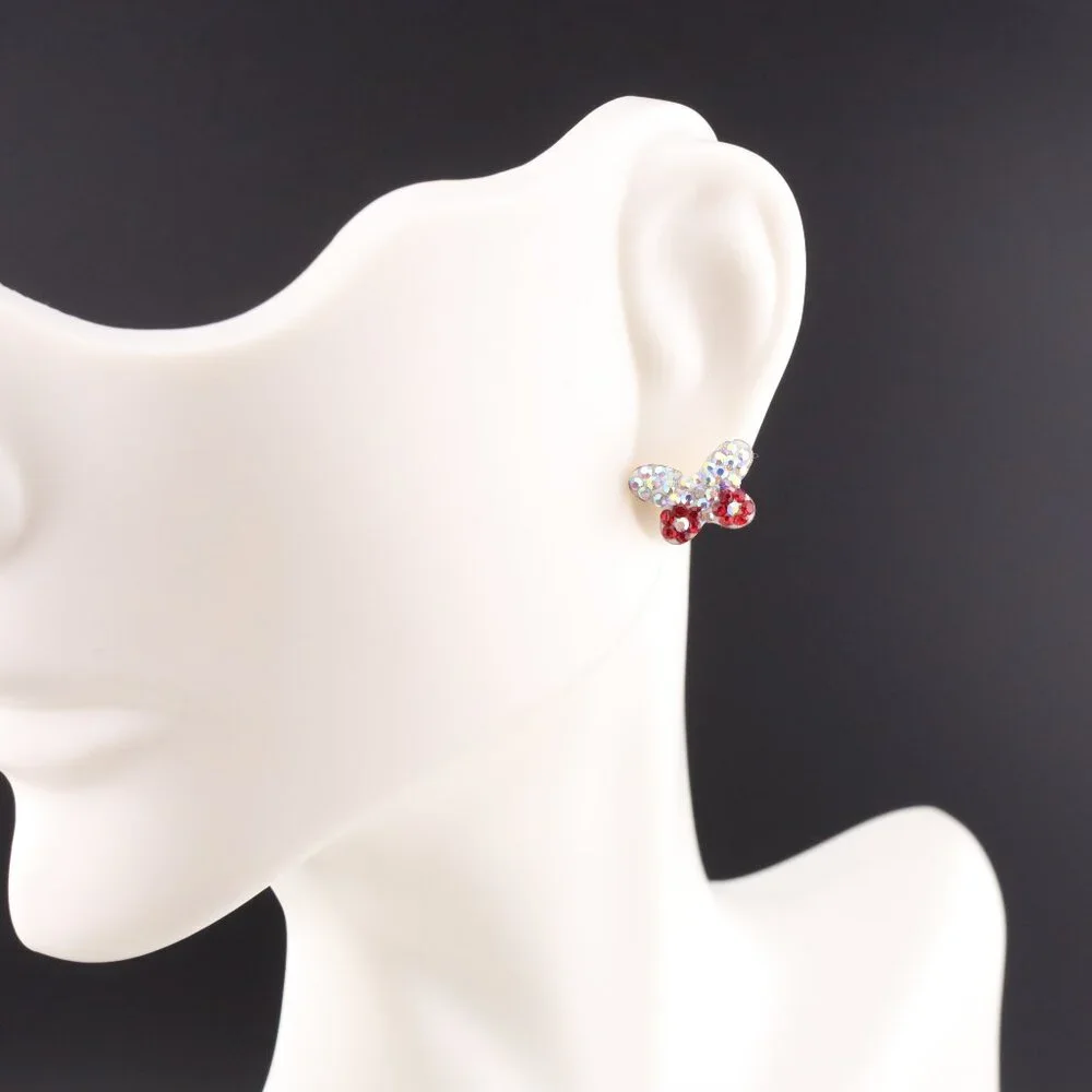 Women's 14k Gold CZ Butterfly Petite Stud Earrings with Secure Screw Post **‎